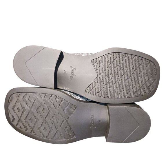 NEW Zodiac Alaina Faux Crackle Leather Square Toe Loafers Silver SY Size 7.5 - Picture 10 of 13